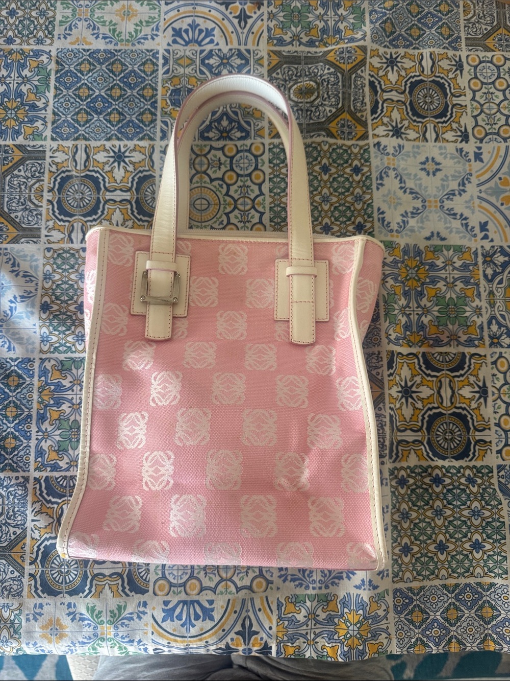 Loewe Pink Anagram Canvas Tote